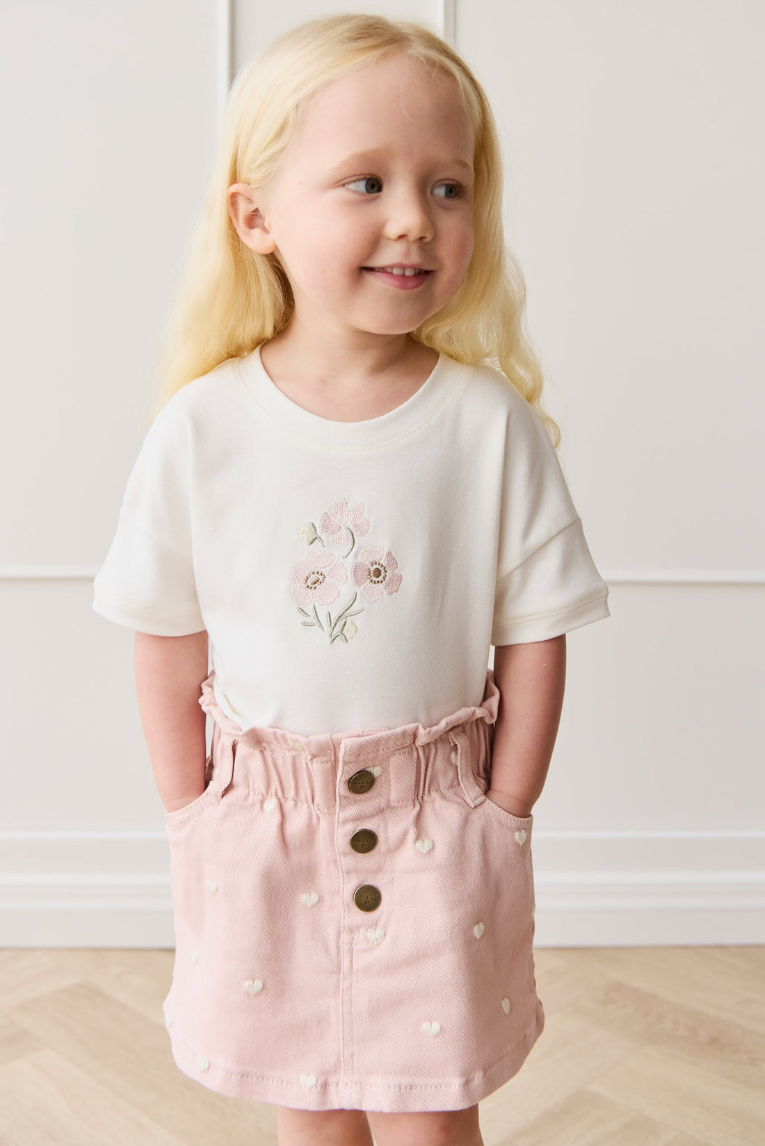 Pima Cotton Mimi Top - Parchment Penelope Rose Quartz Childrens Top from Jamie Kay Australia