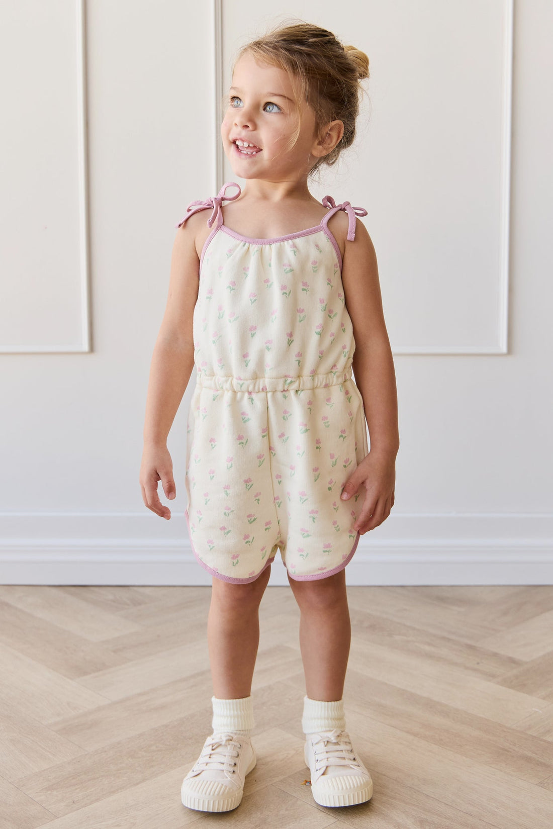 Organic Cotton Lilith Playsuit - Lila Pink Childrens Playsuit from Jamie Kay Australia