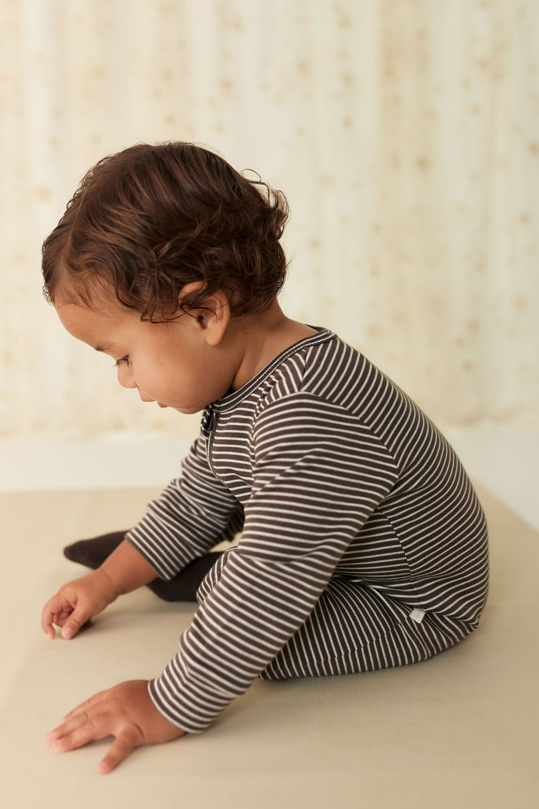 Pima Cotton Frankie Zip Onepiece - Dark Coffee/Vintage Taupe Childrens Onepiece from Jamie Kay Australia