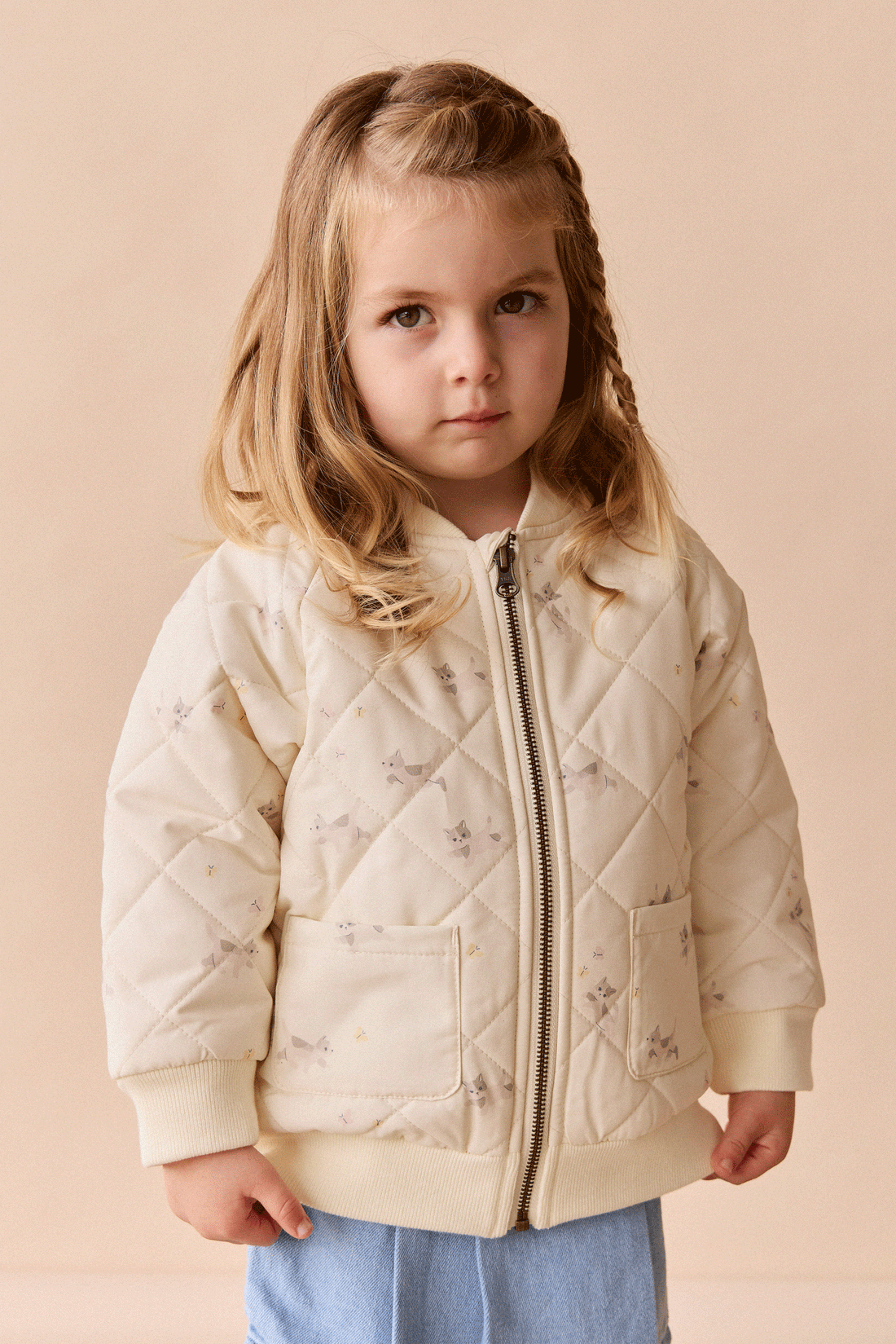 Cammy Jacket - Playful Kitten Whisper White Childrens Jacket from Jamie Kay Australia