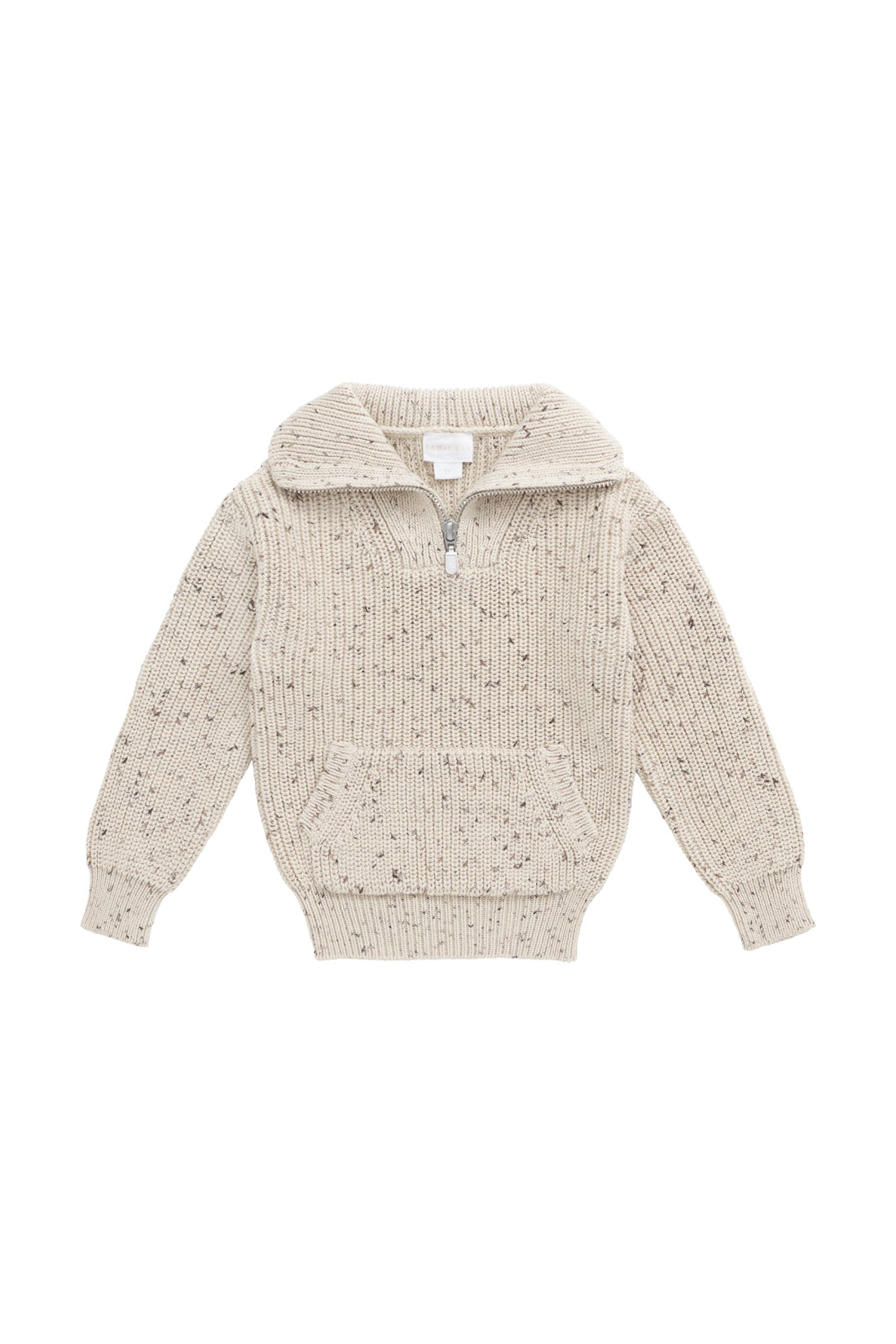 James Half Zip Jumper - Buff Fleck Childrens Jumper from Jamie Kay Australia