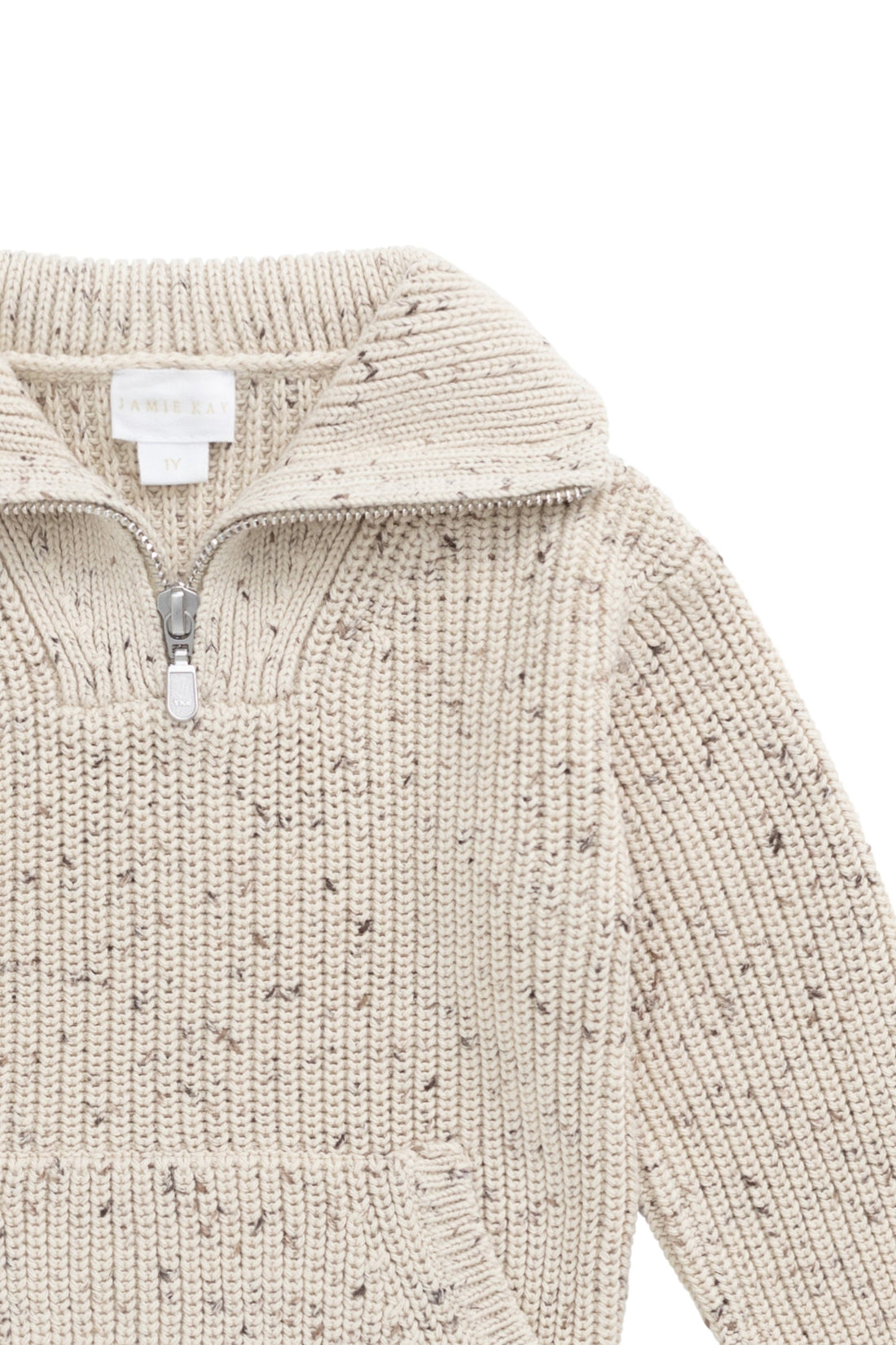 James Half Zip Jumper - Buff Fleck Childrens Jumper from Jamie Kay Australia