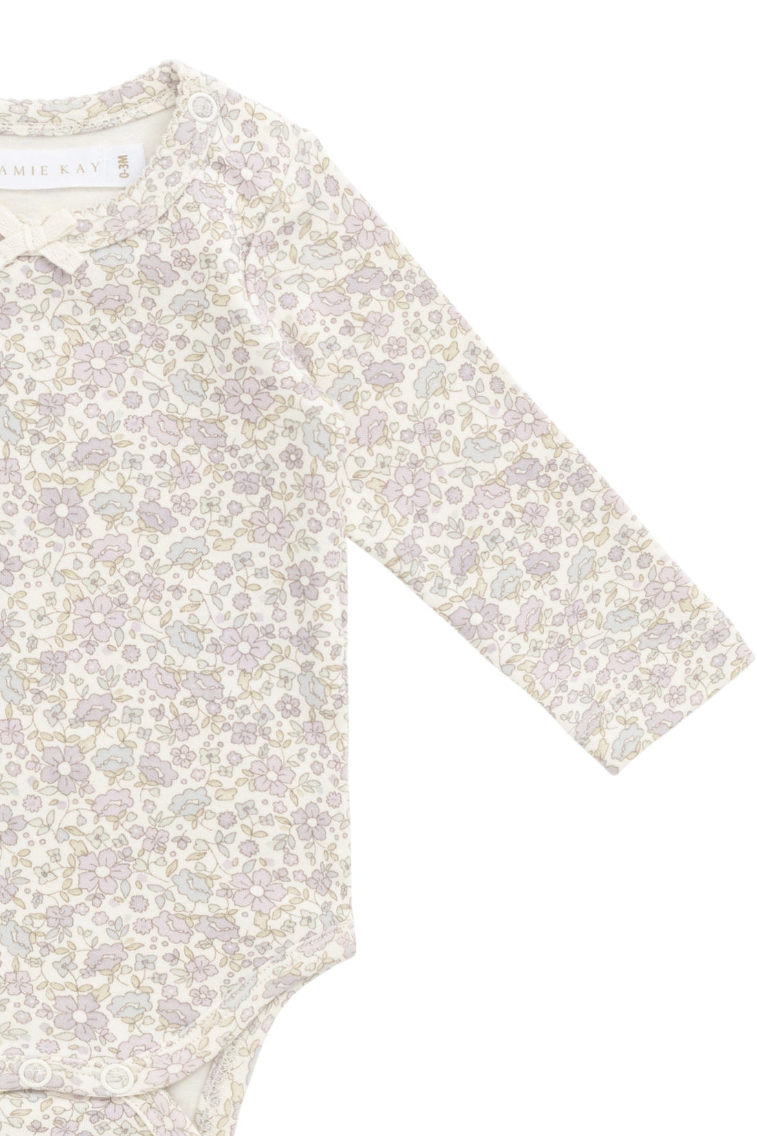 Organic Cotton Long Sleeve Bodysuit - Amelia Pastel Childrens Bodysuit from Jamie Kay Australia