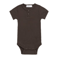 Organic Cotton Modal Darcy Rib Tee Bodysuit - Dark Coffee Childrens Bodysuit from Jamie Kay Australia