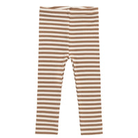 Organic Cotton Modal Legging - Narrow Stripe Thatch/Buff Childrens Legging from Jamie Kay Australia