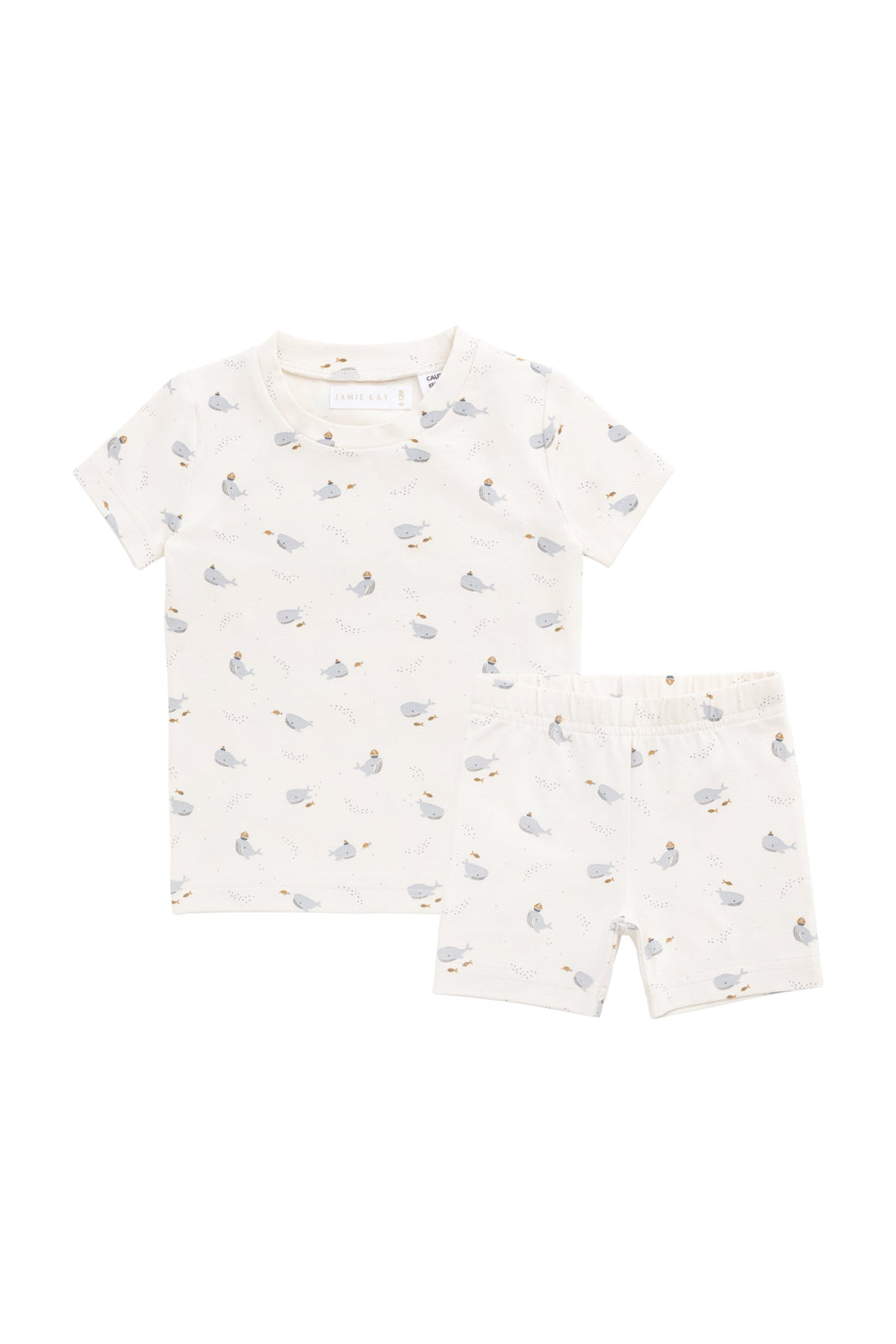 Organic Cotton Skye Short Sleeve Pyjama Set - Whales Childrens Pyjama from Jamie Kay Australia