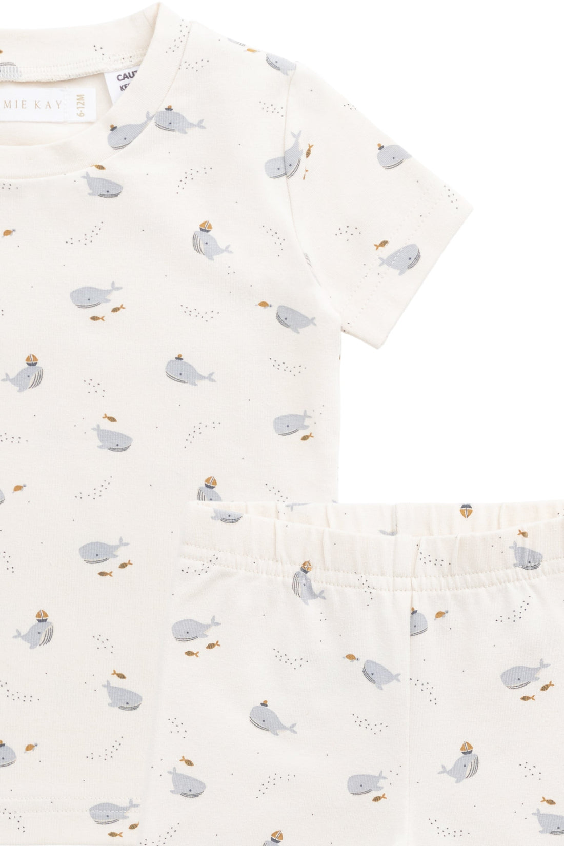 Organic Cotton Skye Short Sleeve Pyjama Set - Whales Childrens Pyjama from Jamie Kay Australia