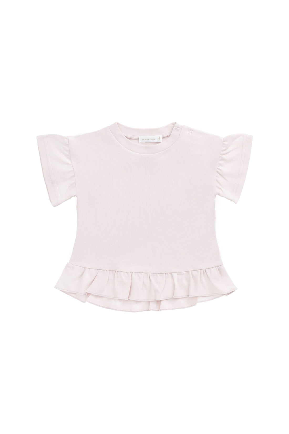 Pima Cotton Courtney Ruffle Top - Soft Misty Rose Childrens Top from Jamie Kay Australia