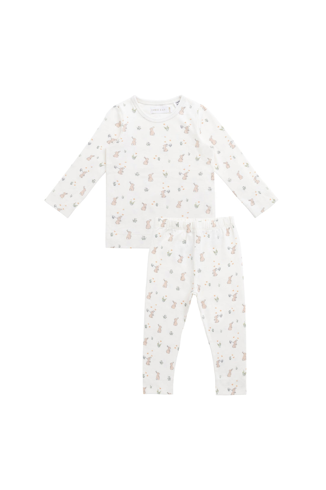Organic Cotton Baker Long Sleeve Pyjama Set - Lapin Jardin Crisp Childrens Pyjama from Jamie Kay Australia