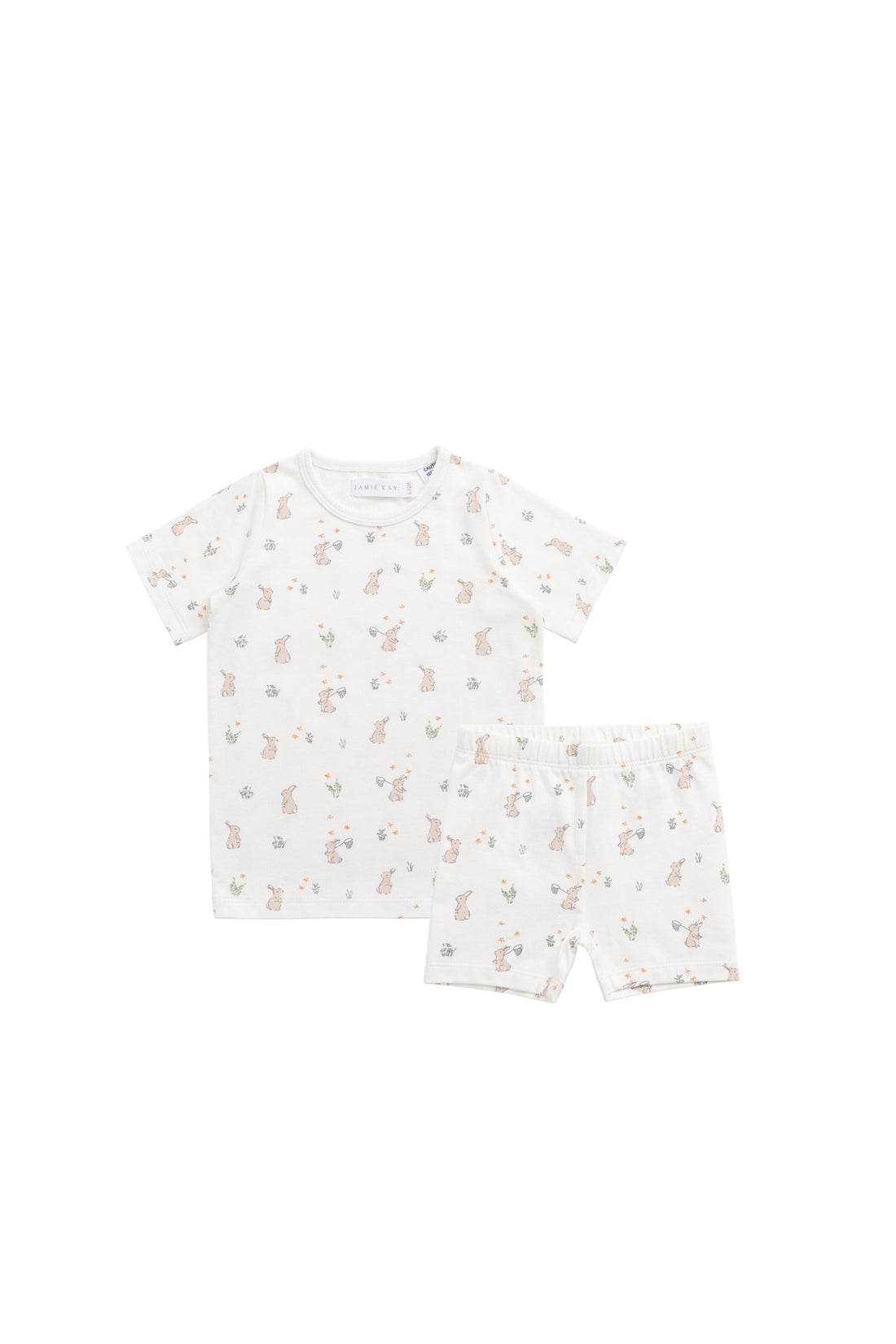Organic Cotton Baker Short Sleeve Pyjama Set - Lapin Jardin Crisp Childrens Pyjama from Jamie Kay Australia