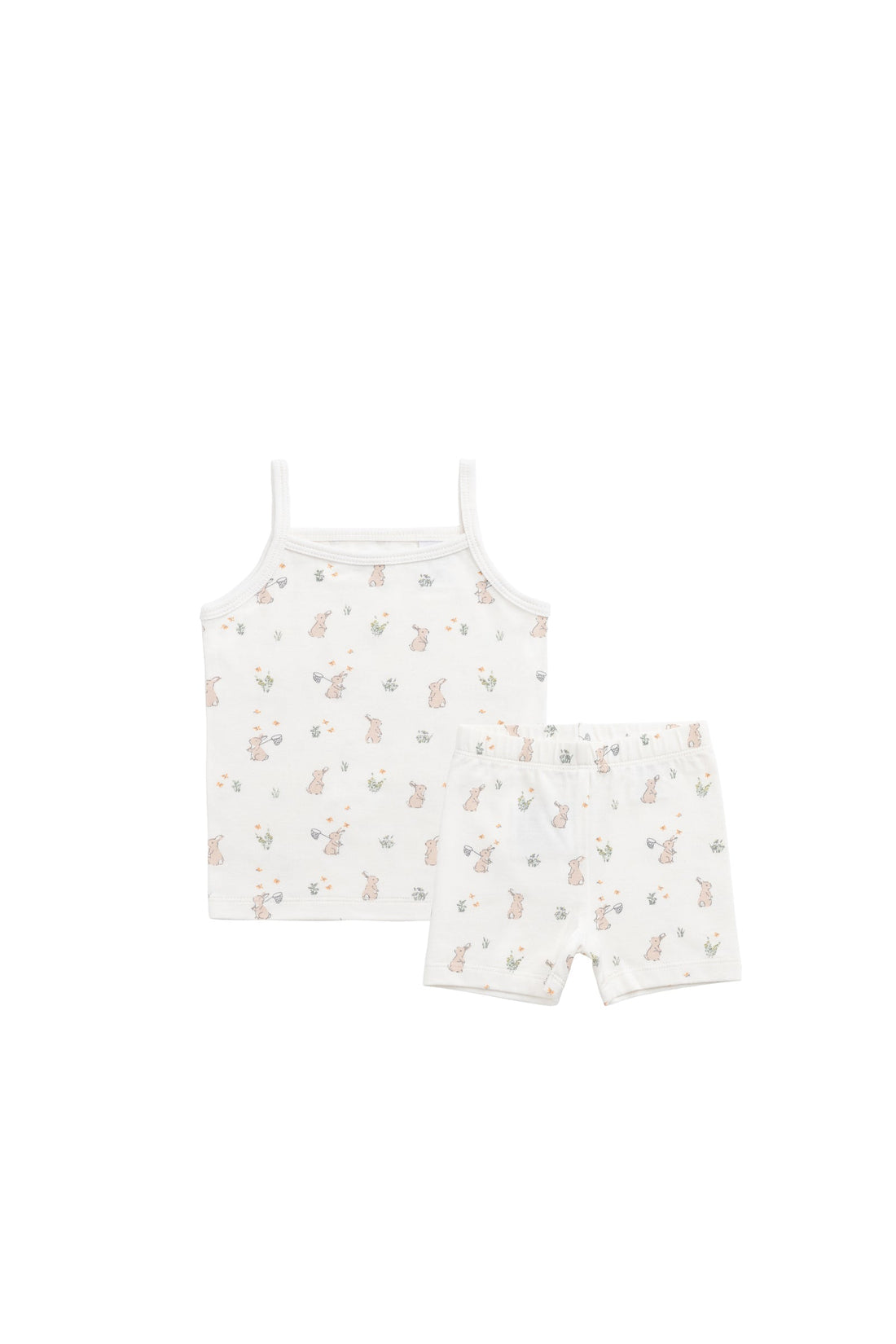 Organic Cotton Jolie Singlet Pyjama Set - Lapin Jardin Crisp Childrens Pyjama from Jamie Kay Australia