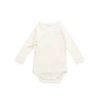 Organic Cotton Modal Marina Long Sleeve Bodysuit - Parchment Childrens Bodysuit from Jamie Kay Australia