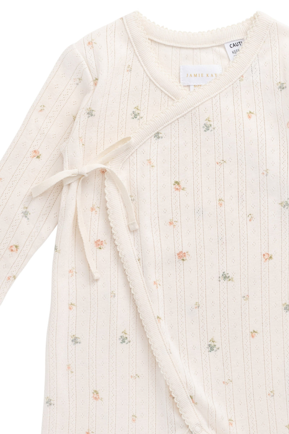 Organic Cotton Pointelle Wrap Onepiece - Sweet Magnolia Simple Childrens Onepiece from Jamie Kay Australia