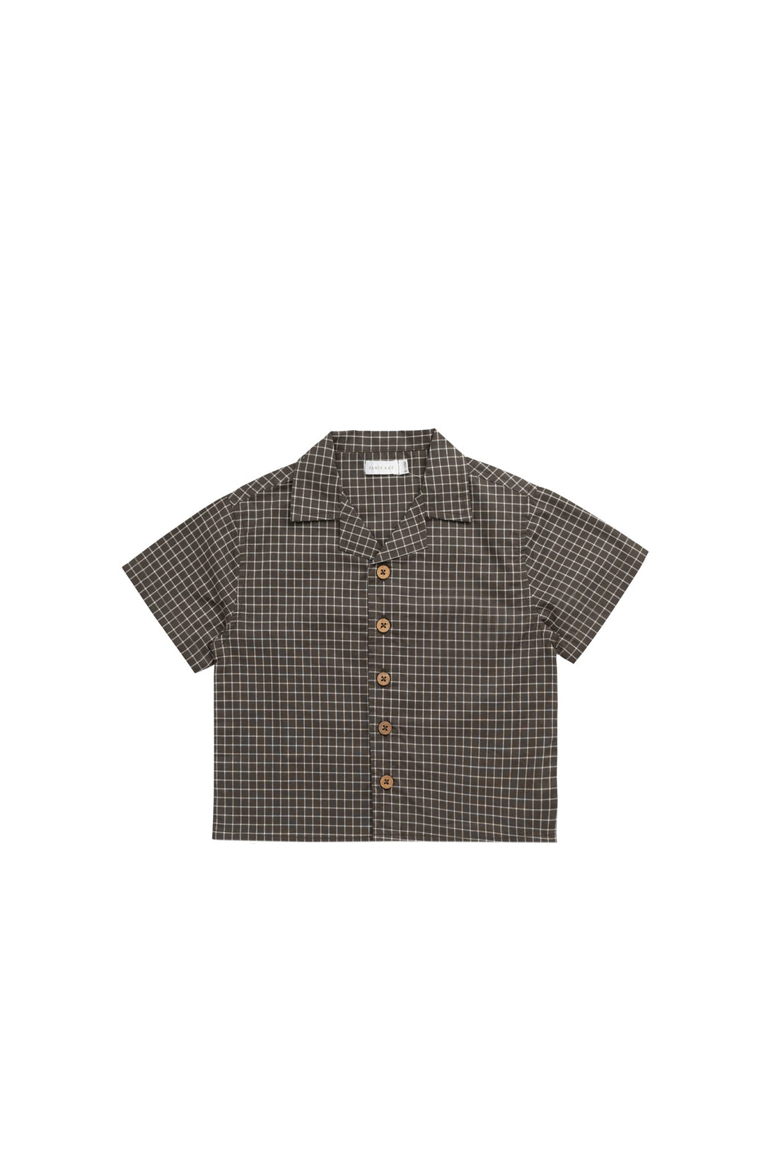 Organic Cotton Silas Shirt - Coffee Grid Childrens Shirt from Jamie Kay Australia