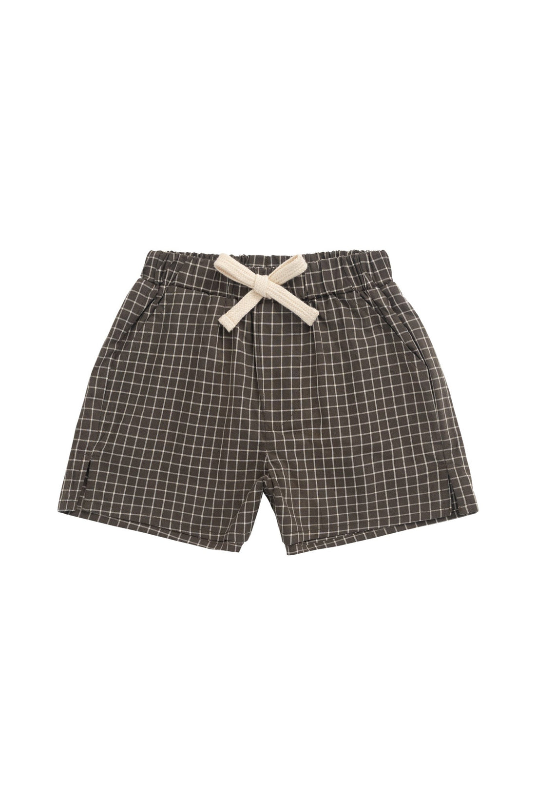 Organic Cotton Silas Short - Coffee Grid Childrens Short from Jamie Kay Australia