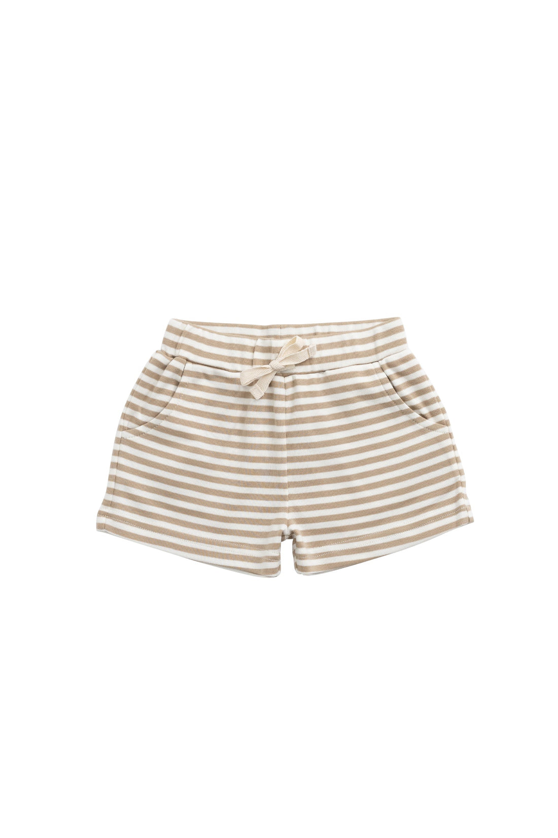 Pima Cotton Wesley Short - Slim Stripe Brioche/Cloud Childrens Short from Jamie Kay Australia