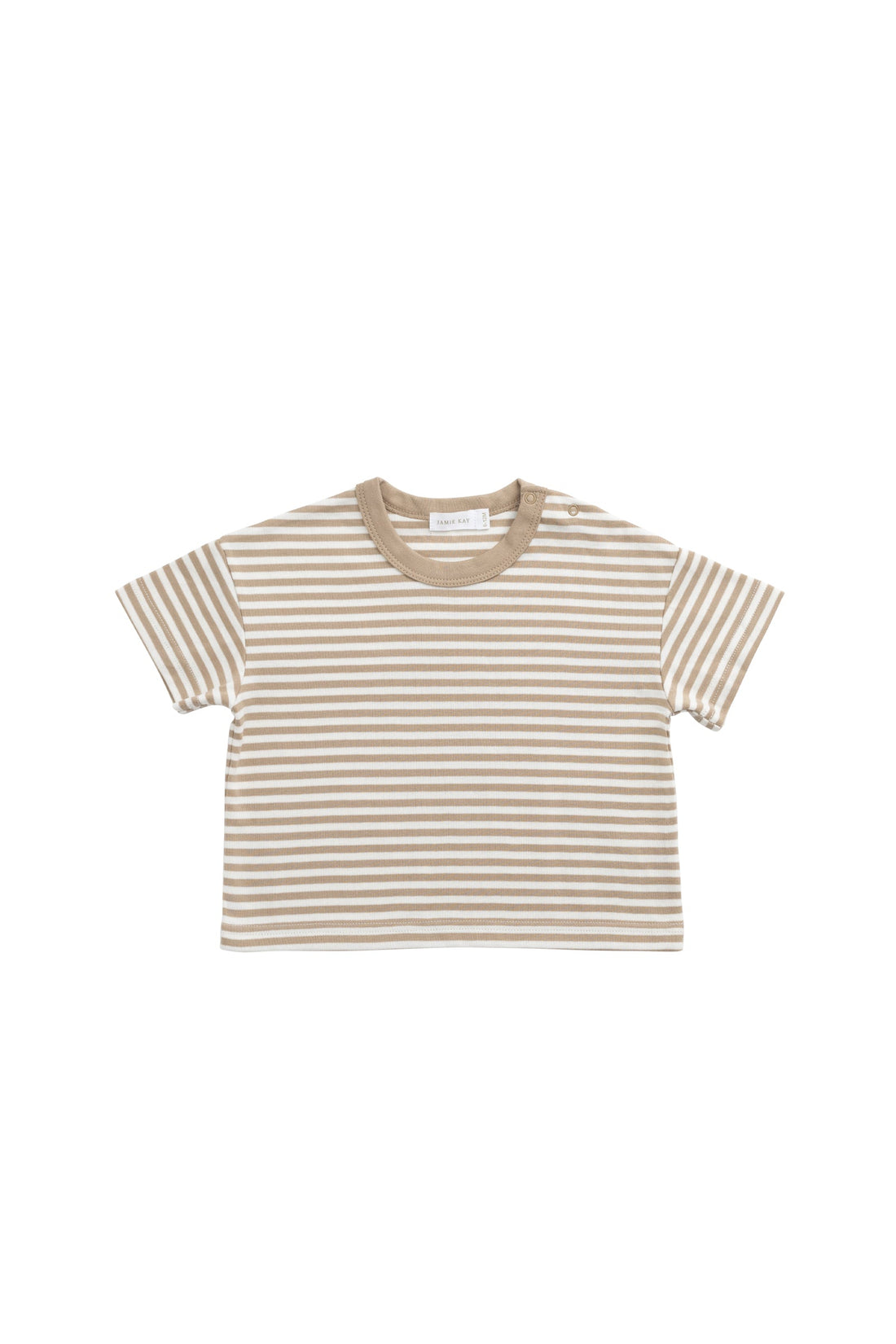 Pima Cotton Wesley Tee - Slim Stripe Brioche/Cloud Childrens Top from Jamie Kay Australia