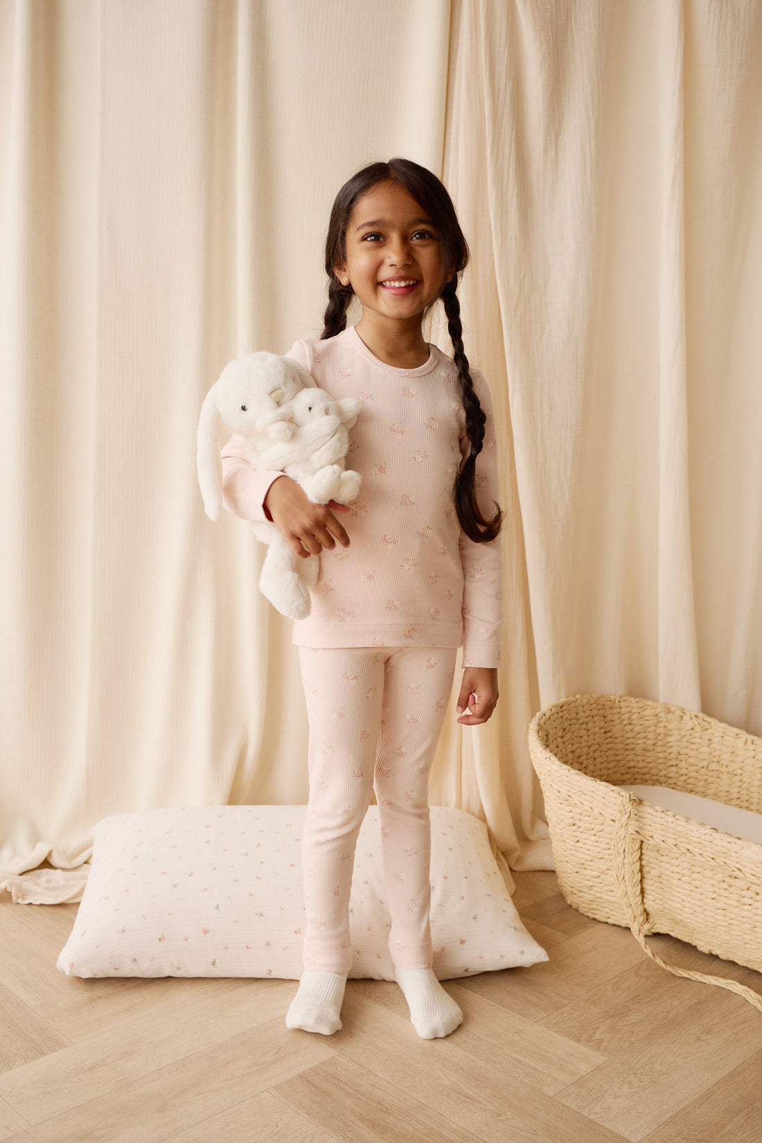Organic Cotton Fine Rib Ellison Long Sleeve Pyjama Set - Simone Morganite Childrens Pyjama from Jamie Kay Australia
