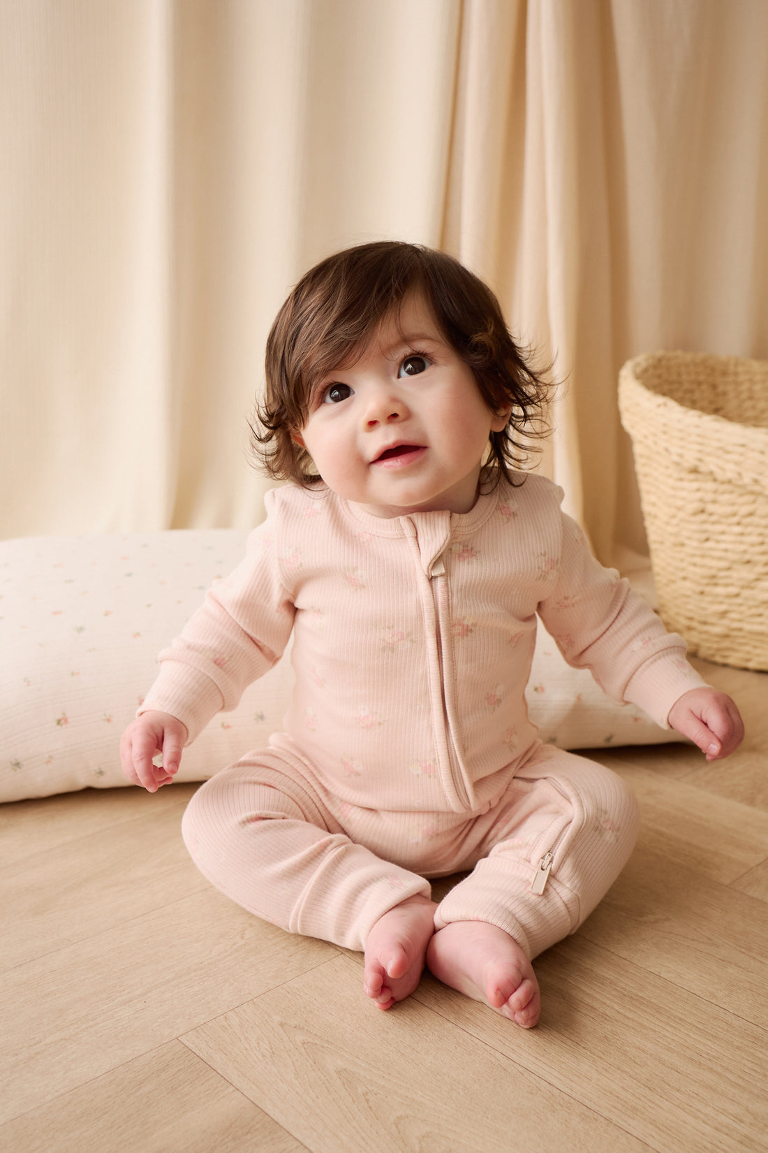 Organic Cotton Fine Rib Frankie Onepiece - Simone Morganite Childrens Onepiece from Jamie Kay Australia