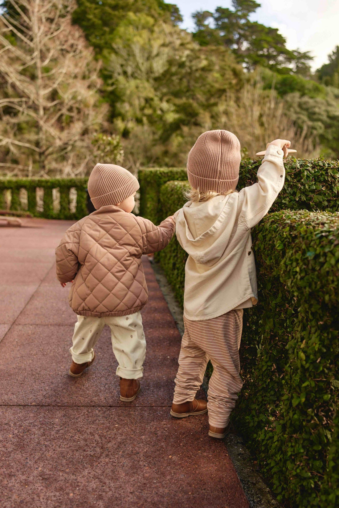 Organic Cotton Shaun Pant - Daily Stripe Pale Terracotta/Buff Childrens Pant from Jamie Kay Australia