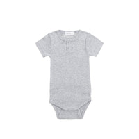 Organic Cotton Modal Darcy Rib Tee Bodysuit - Light Grey Marle Childrens Bodysuit from Jamie Kay Australia