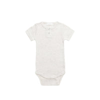 Organic Cotton Modal Darcy Rib Tee Bodysuit - Oatmeal Marle Childrens Bodysuit from Jamie Kay Australia