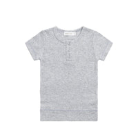 Organic Cotton Modal Henley Tee - Light Grey Marle Childrens Top from Jamie Kay Australia