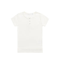 Organic Cotton Modal Henley Tee - Milk Childrens Top from Jamie Kay Australia