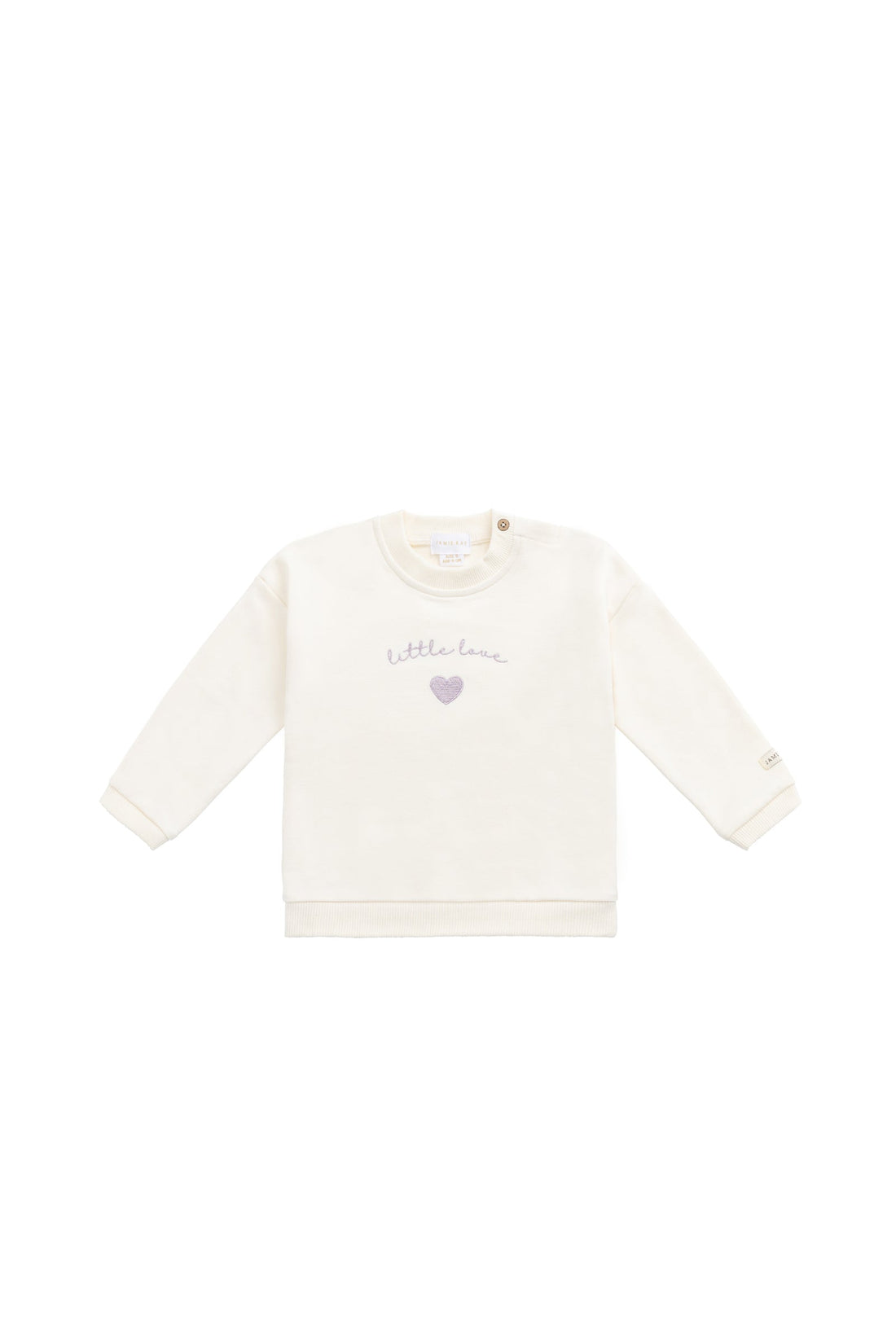Organic Cotton Bobbie Sweatshirt - Parchment Little Love Violet Childrens Top from Jamie Kay Australia