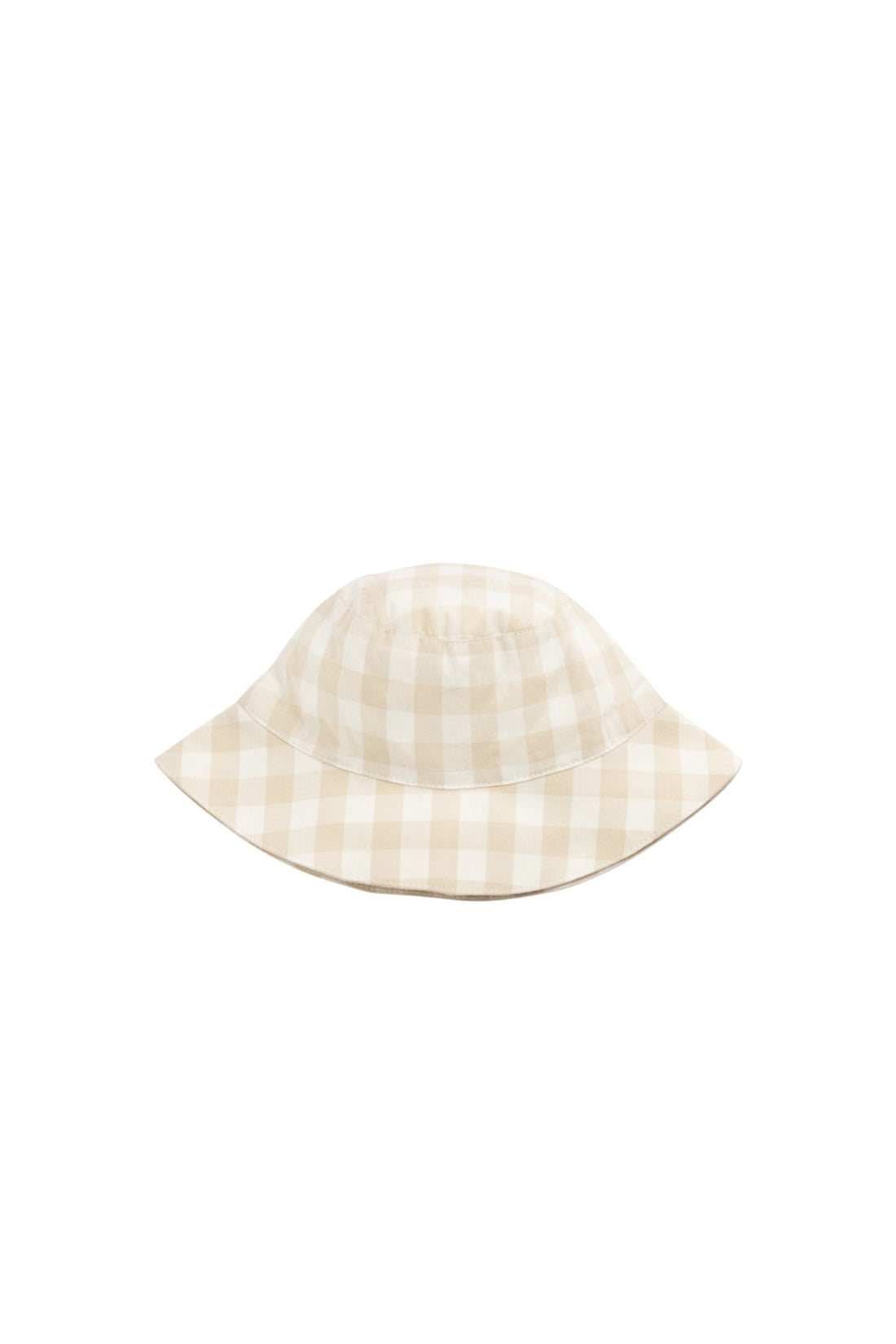 Organic Cotton Bucket Hat - Gingham Pale Khaki Childrens Hat from Jamie Kay Australia