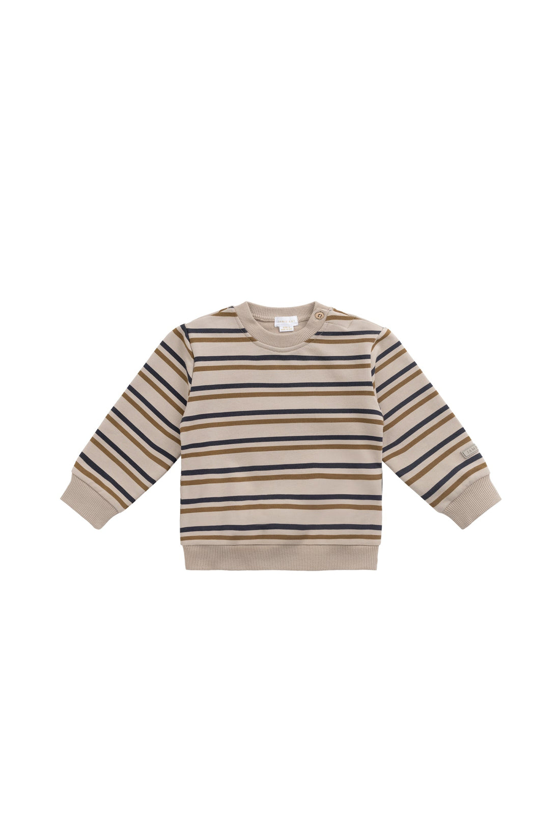 Organic Cotton Jalen Oversized Jumper - Raynor Stripe Pale Khaki Childrens Top from Jamie Kay Australia