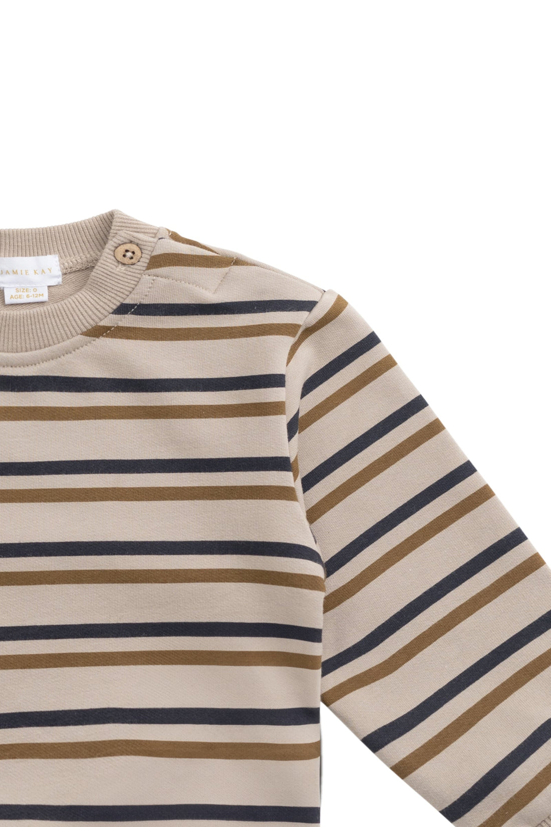 Organic Cotton Jalen Oversized Jumper - Raynor Stripe Pale Khaki Childrens Top from Jamie Kay Australia