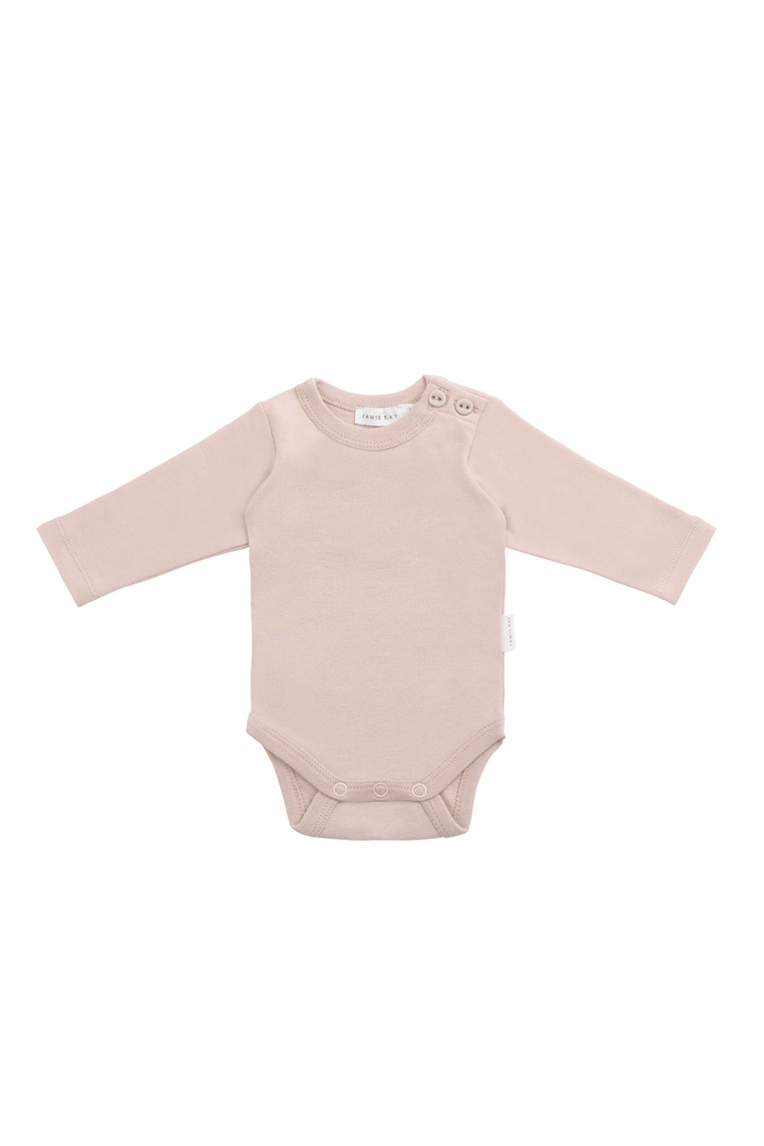Organic Cotton Elora Long Sleeve Bodysuit - Shell Pink Childrens Bodysuit from Jamie Kay Australia