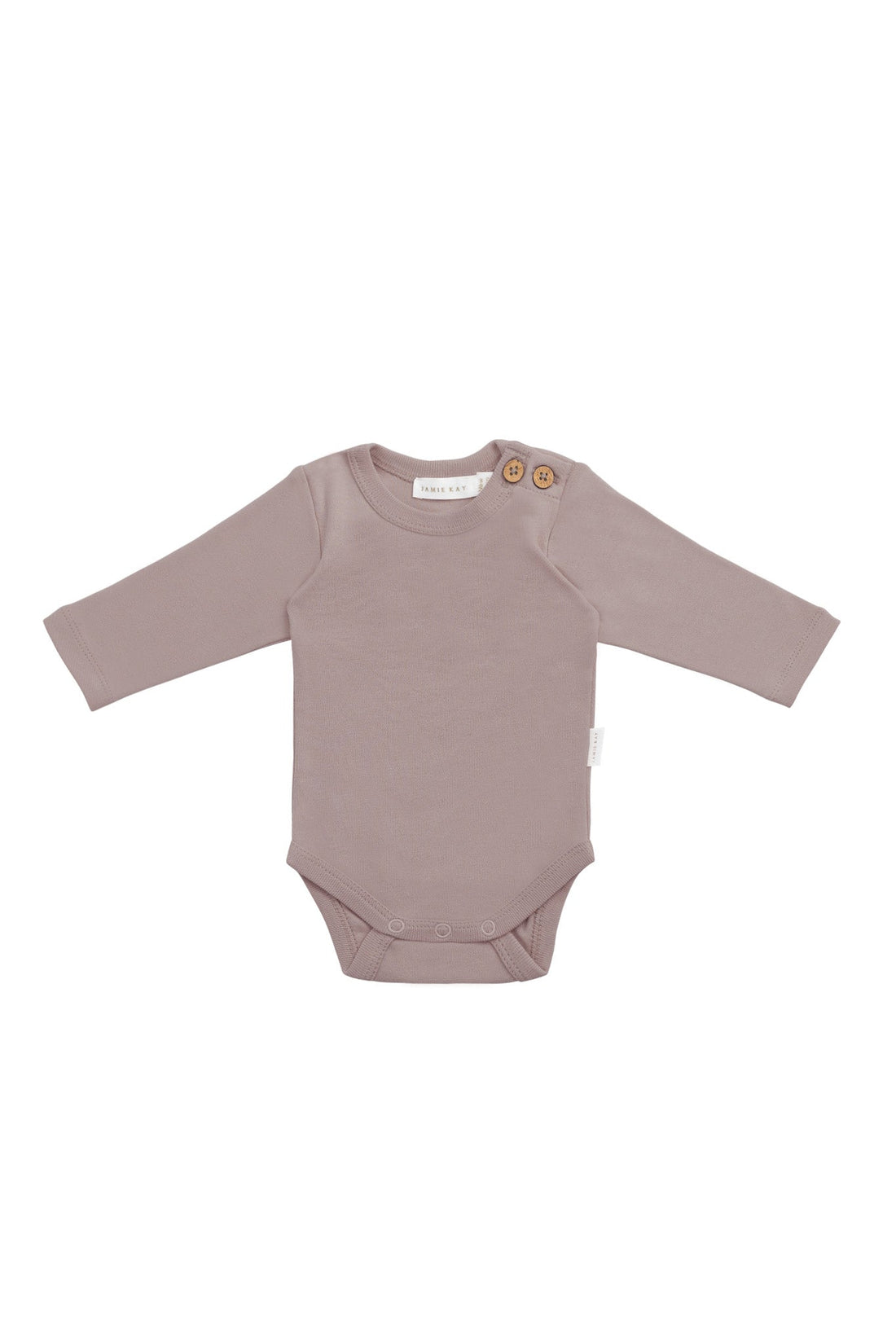 Organic Cotton Marlo Long Sleeve Bodysuit - Softest Mauve Childrens Bodysuit from Jamie Kay Australia