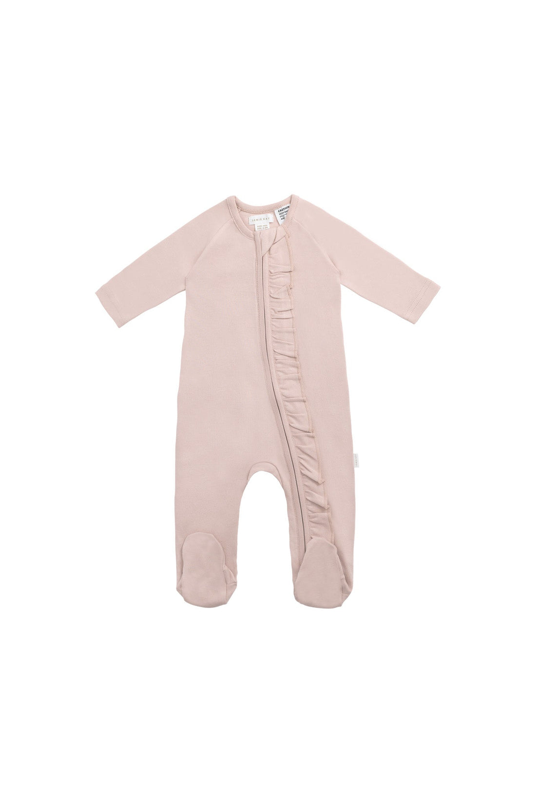Organic Cotton Melanie Zip Onepiece - Shell Pink Childrens Onepiece from Jamie Kay Australia