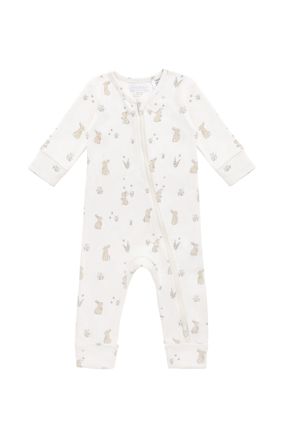 Organic Cotton Reese Zip Onepiece - Lapin Jardin Childrens Onepiece from Jamie Kay Australia