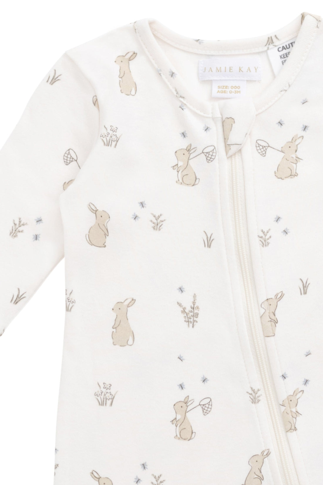 Organic Cotton Reese Zip Onepiece - Lapin Jardin Childrens Onepiece from Jamie Kay Australia