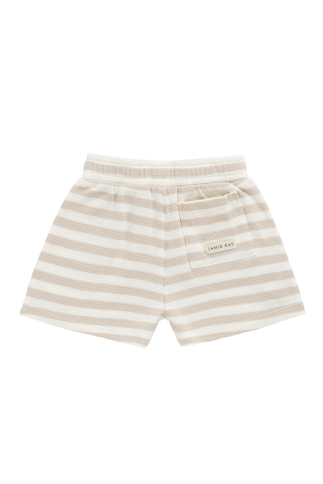 Organic Cotton Waffle Leith Short - Staple Stripe Oat/Cloud Childrens Short from Jamie Kay Australia