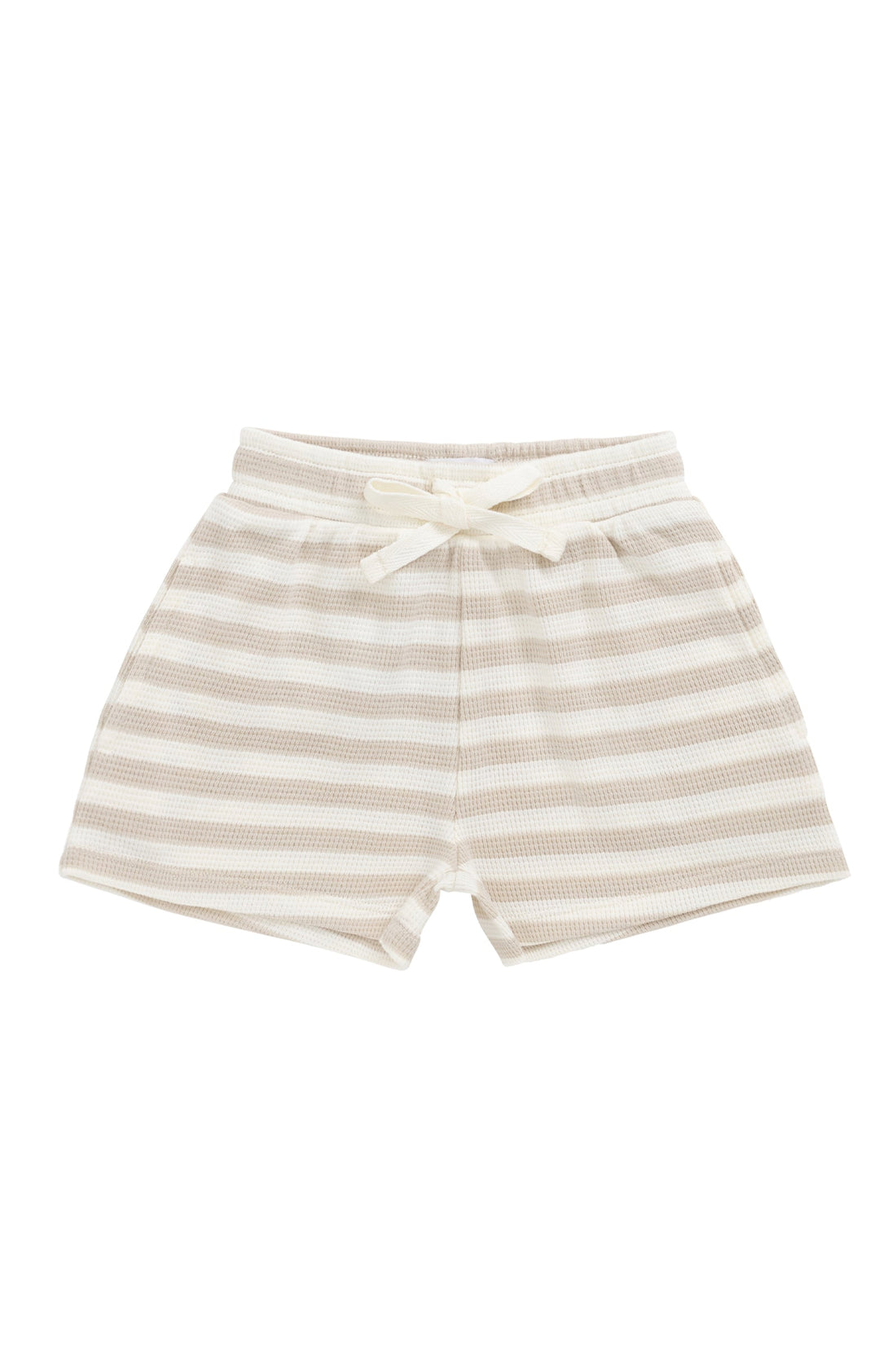 Organic Cotton Waffle Leith Short - Staple Stripe Oat/Cloud Childrens Short from Jamie Kay Australia