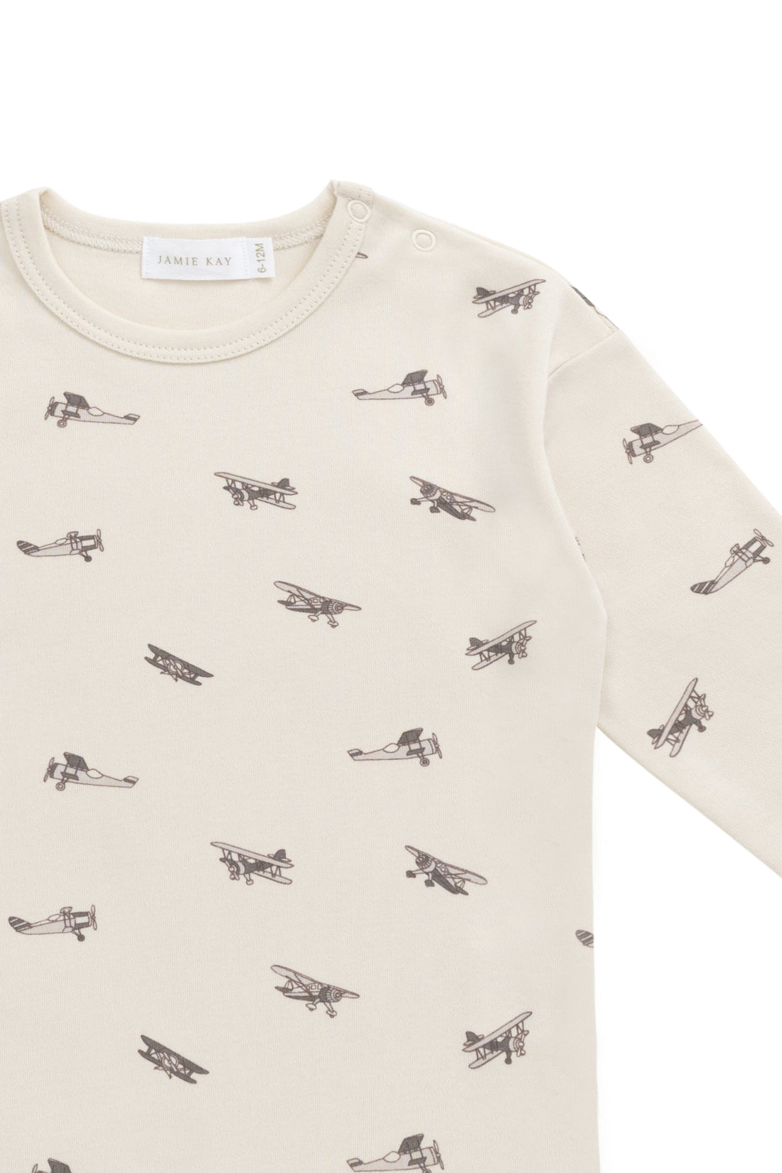 Pima Cotton Arnold Long Sleeve Top - Avion Oat Childrens Top from Jamie Kay Australia