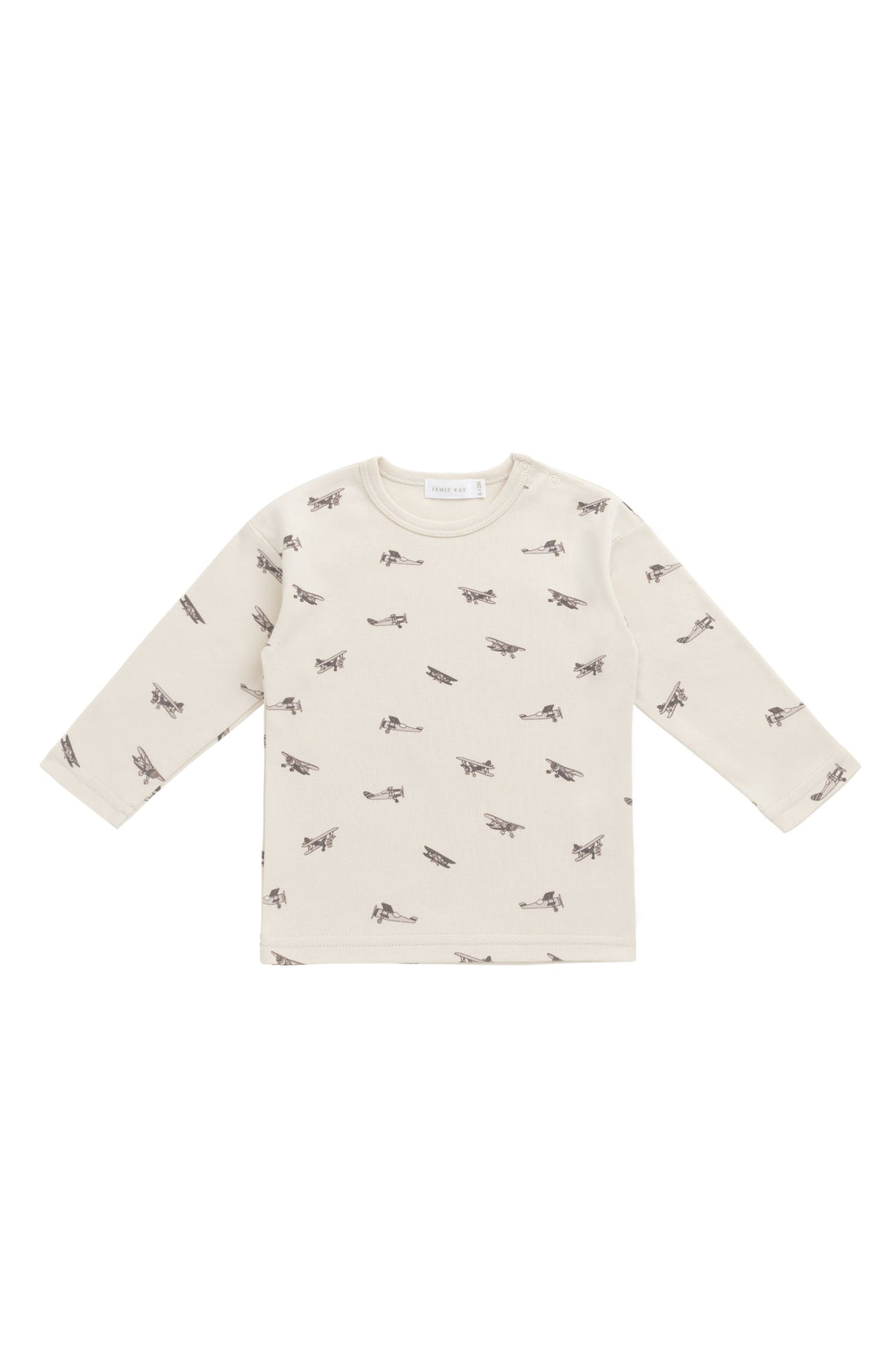 Pima Cotton Arnold Long Sleeve Top - Avion Oat Childrens Top from Jamie Kay Australia