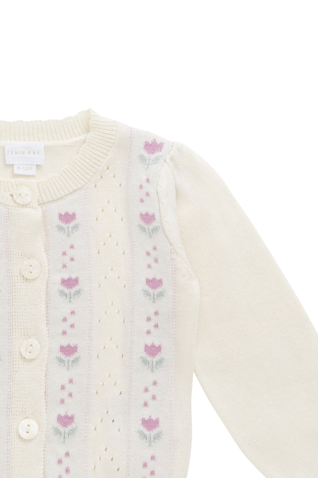Willow Cardigan - Willow Jacquard Parchment Childrens Jumper from Jamie Kay Australia