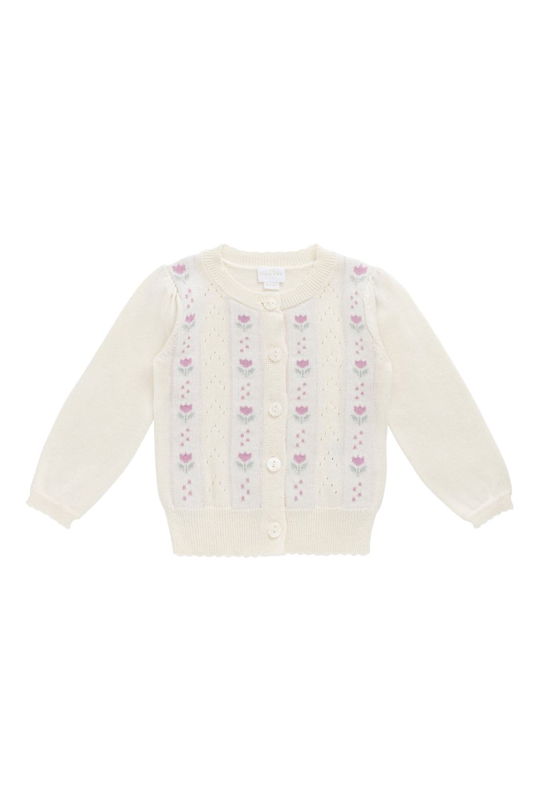 Willow Cardigan - Willow Jacquard Parchment Childrens Jumper from Jamie Kay Australia
