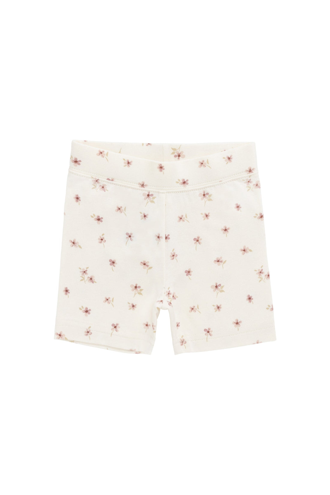 Organic Cotton Everyday Bike Short - Simple Flowers Egret Childrens Short from Jamie Kay Australia