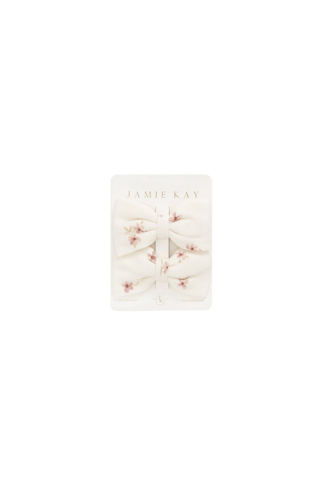 Organic Cotton Noelle 2pk Bow - Simple Flowers Egret Childrens Hair Bow from Jamie Kay Australia