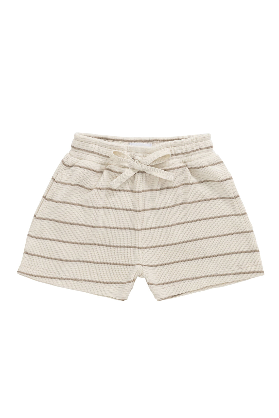 Organic Cotton Waffle Leith Short - General Stripe Cassava/Batch Childrens Short from Jamie Kay Australia