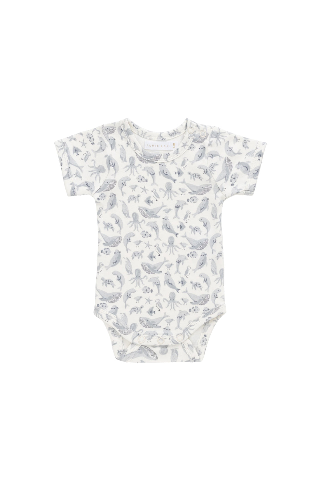 Organic Cotton Hudson Short Sleeve Bodysuit - Sea Life Childrens Bodysuit from Jamie Kay Australia