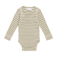 Organic Cotton Modal Long Sleeve Bodysuit - Slim Stripe Pampas/Sun Rays Childrens Bodysuit from Jamie Kay Australia