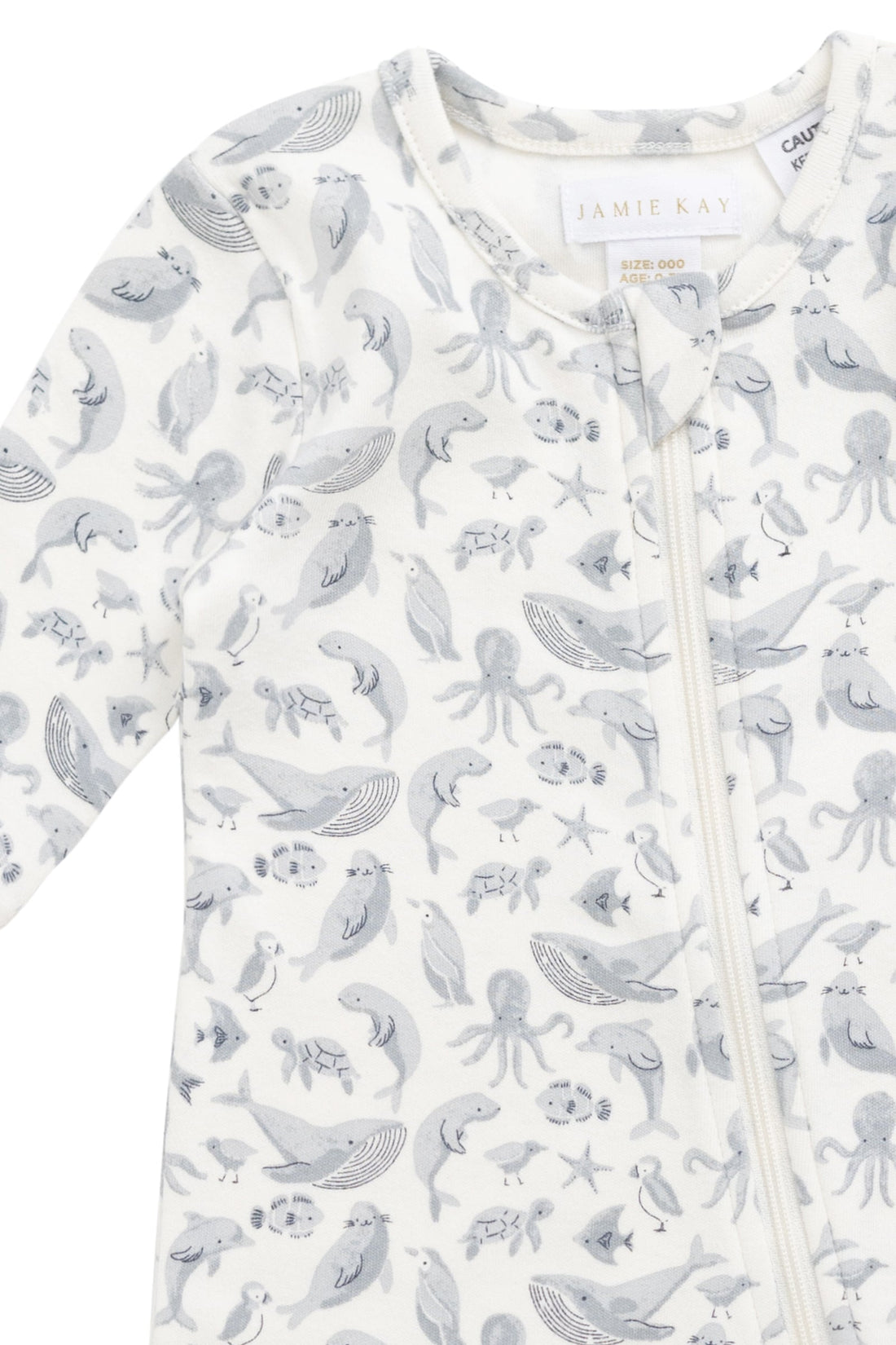 Organic Cotton Reese Zip Onepiece - Sea Life Childrens Onepiece from Jamie Kay Australia