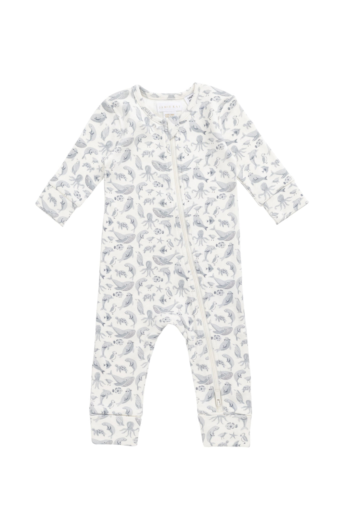Organic Cotton Reese Zip Onepiece - Sea Life Childrens Onepiece from Jamie Kay Australia